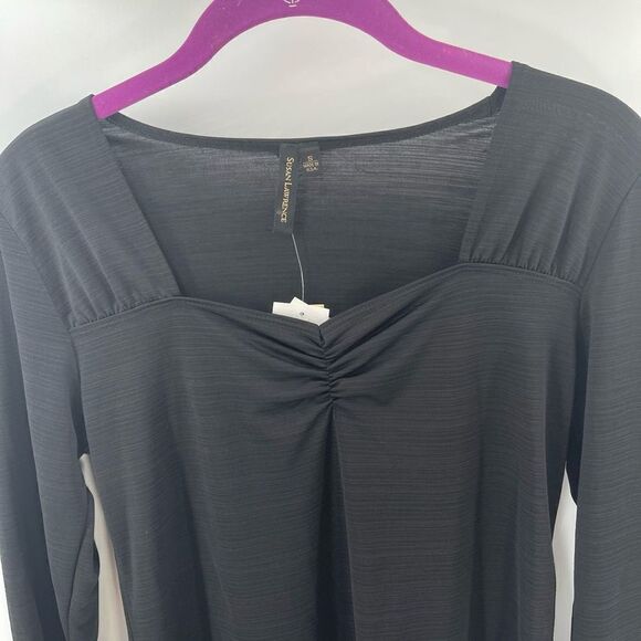 Susan Lawrence NEW long sleeve black stretch top blouse shirt - Picture 9 of 11